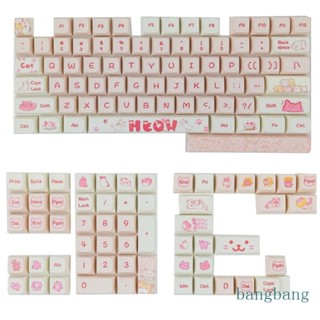 Bang ปุ่มกดคีย์บอร์ด PBT ลายแมวน่ารัก 133 ชิ้น สําหรับคีย์บอร์ดเล่นเกม