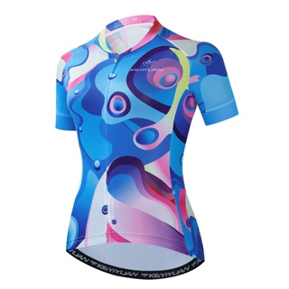 KEYIYUAN Women Blue Short Summer Cycling Jersey Roupas De Ciclismo Racing Clothing Abbigliamento  Mtb