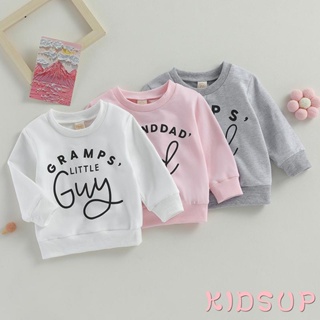 Kidsup1 เสื้อกันหนาวลําลอง แขนยาว คอกลม พิมพ์ลายตัวอักษร แฟชั่นฤดูใบไม้ร่วง ฤดูหนาว สําหรับเด็กวัยหัดเดิน