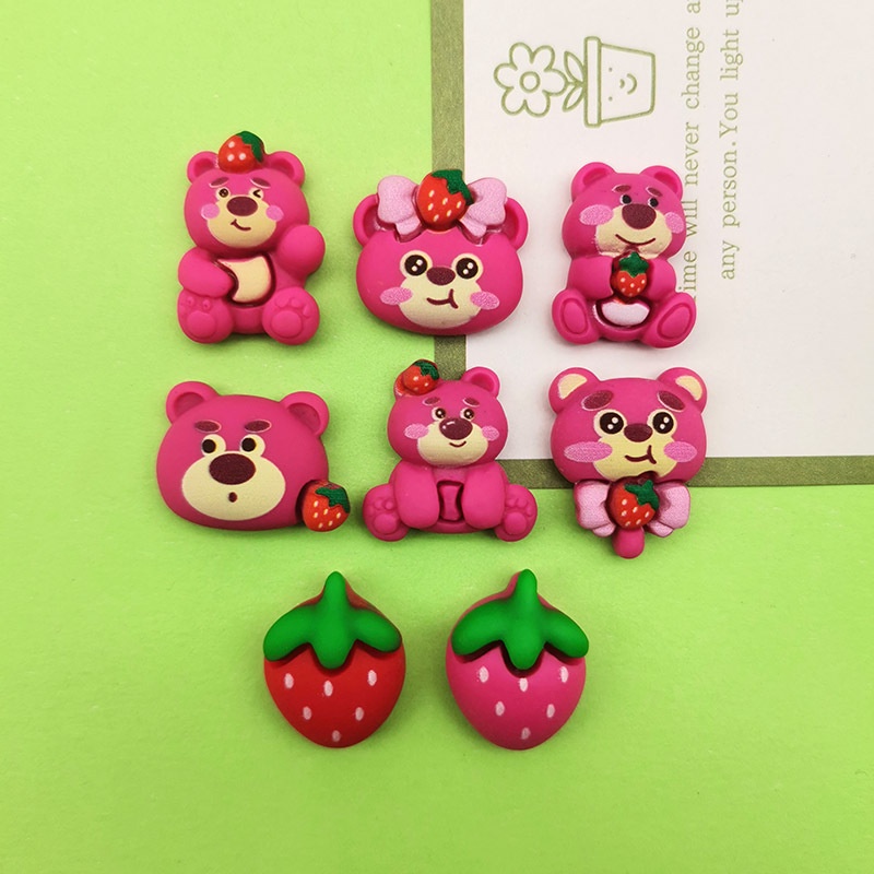 ทําเอง ทําเอง อุปกรณ์เรซินการ์ตูนสตรอเบอร์รี่หมีชุดครีมกาวเคสโทรศัพท์หัวเชือกตู้เย็นสติกเกอร์ถ้วยน้ํากิ๊บวัสดุ