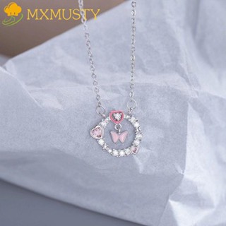 MXMUSTY Y2k สร้อยคอโชคเกอร์ โลหะผสม จี้รูปผีเสื้อ สีชมพู สําหรับผู้หญิง