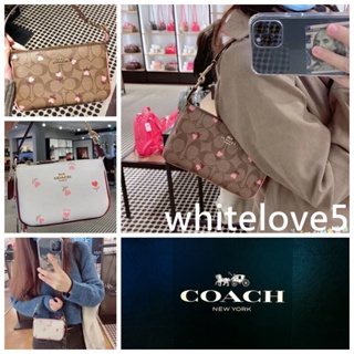 Nolita 19 In Signature Canvas With Heart Floral Print C2898 ลายดอกไม้ แท้ กระเป๋าสะพายข้าง COAC H กระเป๋าถือ