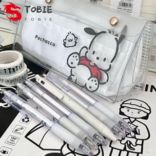 Tobie กระเป๋าเครื่องเขียน กระเป๋าดินสอ ลายการ์ตูน Pochacco น่ารัก มีซิป กันน้ํา สีโปร่งใส สไตล์เกาหลี สําหรับนักเรียน