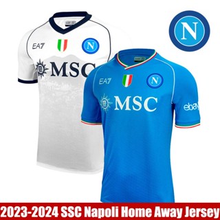 ใหม่ เสื้อยืดกีฬาแขนสั้น ลายทีมชาติฟุตบอล Napoli 2023-2024 SSC ชุดเหย้า พลัสไซซ์