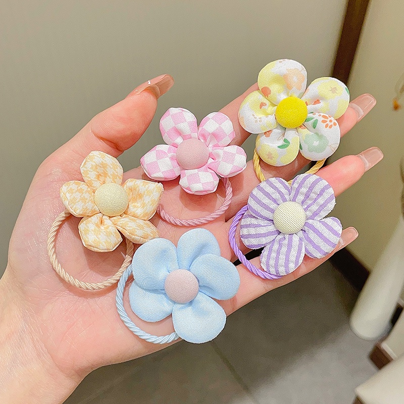 ยางรัดผม ผ้ากํามะหยี่ขนนิ่ม ลายดอกไม้ สีแคนดี้ แฟชั่นสําหรับเด็ก - รูปที่ 5