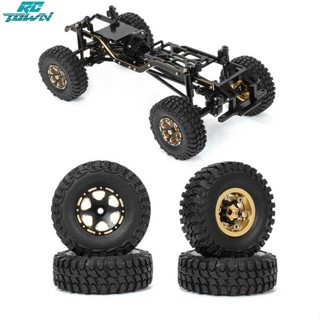 Rctown ล้อทองเหลือง 1.0 นิ้ว พร้อมคัปเปลอร์ยาง สําหรับรถไต่หินบังคับ Scx24 1/24 Trx4m 4 ชิ้น