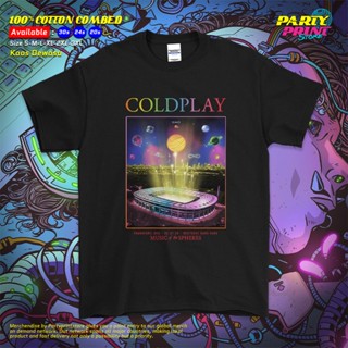 เสื้อยืดแขนสั้นคอกลมเสื้อยืด พิมพ์ลายวง I Coldplay Frankfurt World Tour 29 สําหรับผู้ชายCotton 100%  [S-5XL]