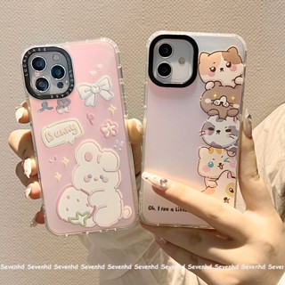 เคสโทรศัพท์มือถือแบบนิ่ม ลายการ์ตูนกระต่าย สตรอเบอร์รี่ ลามิเนชั่น สองด้าน สําหรับ iPhone 14 13 12 11 Pro Max Xs Max Xr X 7 8 6 6s Plus