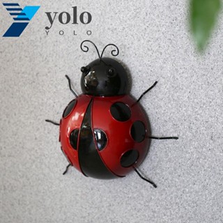 Yolo รั้วเหล็ก รูปแมลงเต่าทอง สีแดง สําหรับตกแต่งบ้าน