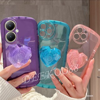 ใหม่ เคสโทรศัพท์มือถือ TPU นิ่ม กันตก ป้องกัน ปิดด้านหลัง ลายหัวใจ พร้อมขาตั้ง สําหรับ VIVO Y27 Y78 Y02T 4G 5G 2023 Y27 Y78