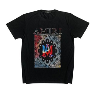 เสื้อยืดแขนสั้นลําลอง พิมพ์ลายตัวอักษร AMIRI สไตล์ฮิปฮอป แฟชั่นฤดูร้อน สําหรับผู้ชาย และผู้หญิง