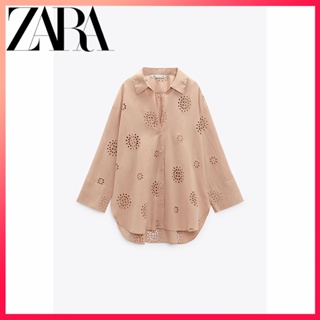 Zara ใหม่ เสื้อเชิ้ต ปักลายกลวง สําหรับผู้หญิง