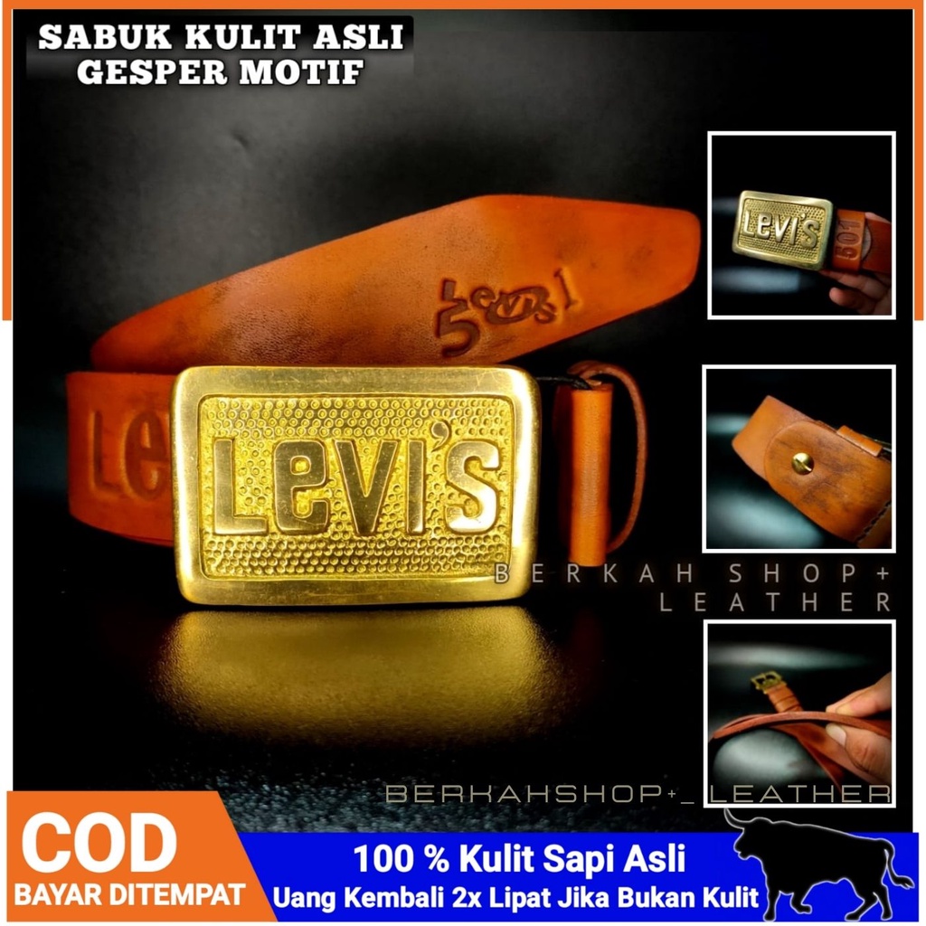 เข็มขัดผู้ชาย 100% Cowhide Layer Garut Buckle Levis 501 Motif - เข็มขัดหนังแท้