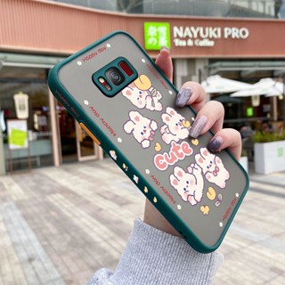 สําหรับ Samsung galaxy S8 S8 Plus เคสการ์ตูนกระต่ายน่ารัก แฟชั่น บาง ฝ้า เคสโทรศัพท์แข็ง ขอบสี่เหลี่ยม กันกระแทก ซิลิโคนนิ่ม เคสป้องกัน