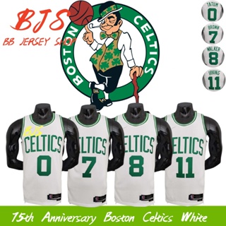 【BJS �� หมายเลขครบรอบ 75 ปี เสื้อกีฬาบาสเก็ตบอล 0Tatum Boston Celtics สีขาว