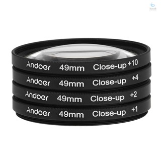 Andoer 49mm Macro Close-Up Filter Set +1 +2 +4 +10 with Pouch for    DSLRs