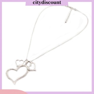 &lt;citydiscount&gt; สร้อยคอโซ่ จี้รูปหัวใจ สามดวง เครื่องประดับแฟชั่น สําหรับผู้หญิง งานแต่งงาน วันเกิด