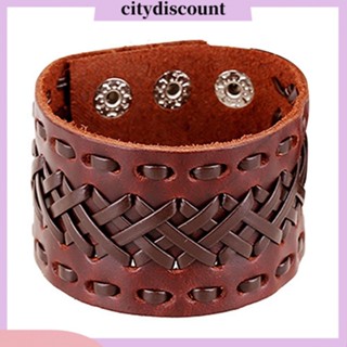 &lt;citydiscount&gt; สร้อยข้อมือกําไลข้อมือหนังถักเปีย สไตล์พังก์ สําหรับผู้ชาย ผู้หญิง