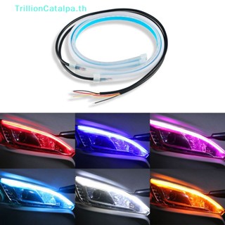 Trillioncatalpa แถบไฟเลี้ยว ไฟกลางวัน LED DRL 12V กันน้ํา ยืดหยุ่น สีขาว สําหรับรถยนต์ 1 ชิ้น