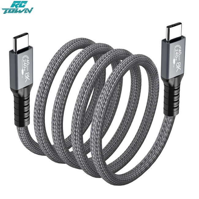 Rctown สายชาร์จ Usb 4.0 4 Type C สองหัว 8k 40gbps Pd 240w ชาร์จเร็ว สําหรับ Thunderbolt