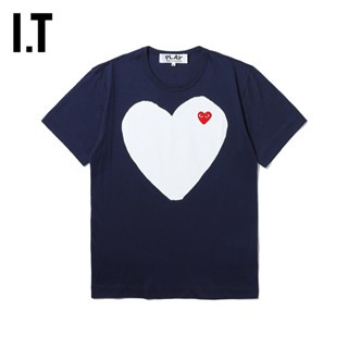 เสื้อยืดแขนสั้น ปักลายหัวใจ Cdg PLAY COMME des GAR ONS Rei Kawakubo สําหรับผู้ชาย