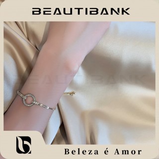 Beautibank สร้อยข้อมือ ประดับเพชร ปรับขนาดได้ สไตล์เรียบง่าย สําหรับผู้หญิง
