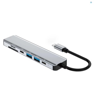 7-in-1 อะแดปเตอร์ฮับ USB C 2121 พร้อม 4K H*M*+ USB3.0+USB2.0+60W PD+PD Data+SD/TF Card Readers USB สําหรับแล็ปท็อป แท็บเล็ต สมาร์ทโฟน