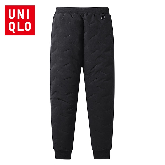 Uni.qlo [L-7XL] กางเกงขายาวลําลอง ผ้าฝ้าย ผ้าขนแกะ กันน้ํา ให้ความอบอุ่น พลัสไซซ์ สําหรับผู้ชาย
