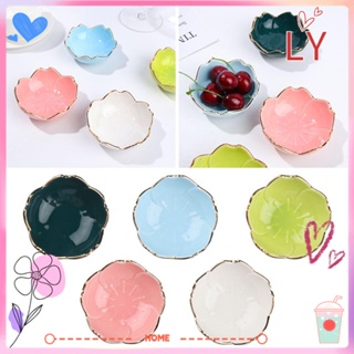 LY Japan Style Oil Saucer Bowl Art Work Ceramic Flower Dishes Ceramic Sakura Plate Storage Container Mini Vinegar Dish Home Decor Kitchen Supplies Cherry Blossom Trinket Plate Seasoning Plate/Multicolor