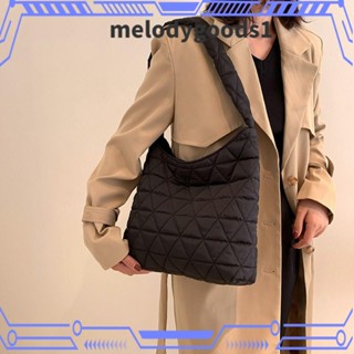 Melodygoods1 กระเป๋าสะพายไหล่ ทรงสี่เหลี่ยม สีพื้น แฟชั่นฤดูหนาว