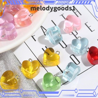 MELODYGOODS1 ต่างหูเรซิ่น รูปหัวใจ สีแคนดี้ แฮนด์เมด สําหรับทําเครื่องประดับ 10 ชิ้น