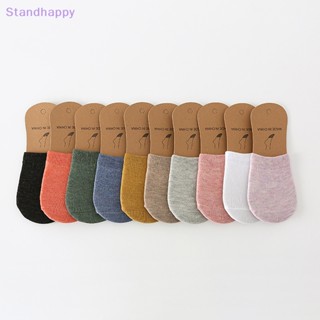 Standhappy ใหม่ ถุงเท้าส้นสูง ผ้าฝ้าย ครึ่งฝ่ามือ ระบายอากาศ กันลื่น ซ่อนได้ แฟชั่นฤดูร้อน สําหรับผู้หญิง