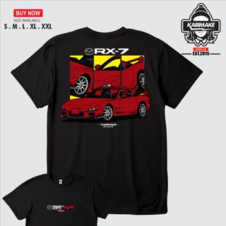 เสื้อยืด พิมพ์ลายรถยนต์ Mazda RX7 RX-7 JDM Karimake