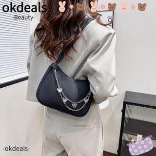 Okdeals กระเป๋าสะพายไหล่ ผ้าไนล่อน สีพื้น น้ําหนักเบา พร้อมสายสะพาย รูปผีเสื้อ สําหรับเดินทาง