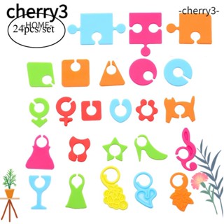 Cherry3 ที่มาร์กแก้วไวน์ เบียร์ ซิลิโคน รูปทรงต่างกัน สําหรับปาร์ตี้ค็อกเทล 24 ชิ้น