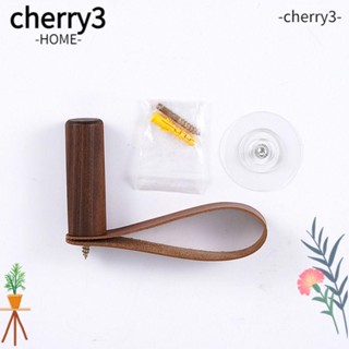 Cherry3 สายรัดไม้ หนัง PU สไตล์วินเทจ สําหรับแขวนเสื้อโค้ท 3 ชิ้น