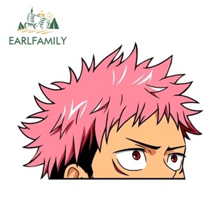 Earlfamily สติกเกอร์ติดรถยนต์ ลาย Jujutsu Kaisen Itadori Yuji Peeker ขนาด 13 ซม. x 9.6 ซม. สําหรับแล็ปท็อป รถจักรยานยนต์ รถยนต์