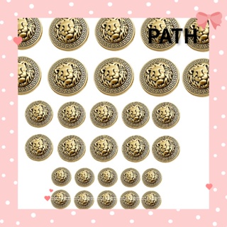 Path กระดุมโลหะอัลลอย รูปหัวสิงโต สไตล์เรโทร สําหรับเสื้อผ้า