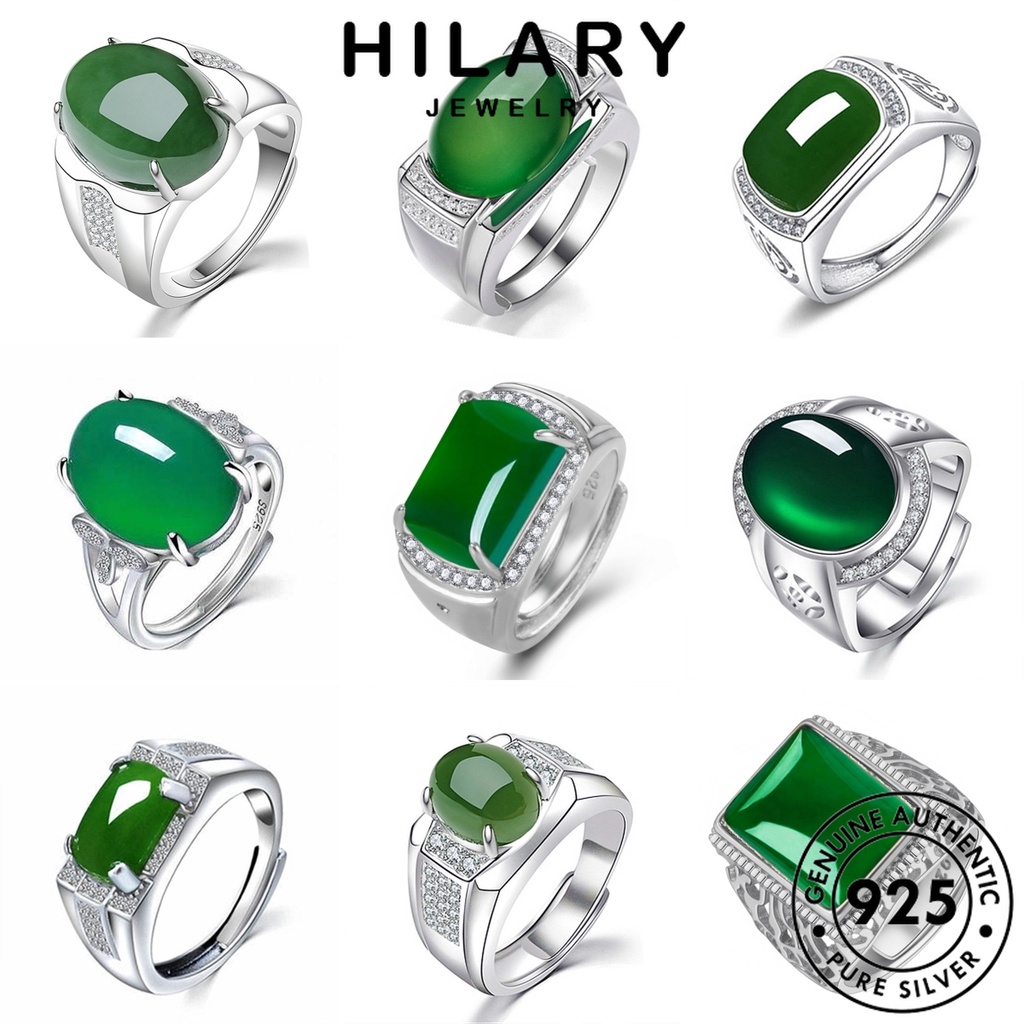HILARY JEWELRY เครื่องประดับ แหวน ต้นฉบับ เครื่องประดับ แท้ เงิน ผู้ชาย เกาหลี ไพลินมรกต Silver แฟชั