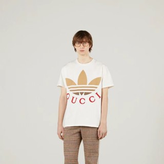 G-u88c - เสื้อยืดแขนสั้น พิมพ์ลายตัวอักษร Adidas สีทอง สไตล์คลาสสิก