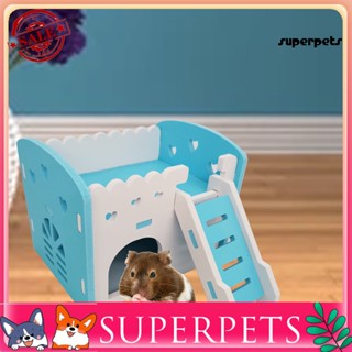 Superpets บ้านหนูแฮมสเตอร์ แบบสองชั้น ระบายอากาศ อุปกรณ์เสริม สําหรับสัตว์เลี้ยง หนูแฮมสเตอร์