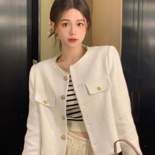 เสื้อโค้ทสั้น ทรงหลวม แฟชั่นฤดูใบไม้ร่วง สไตล์ฝรั่งเศส