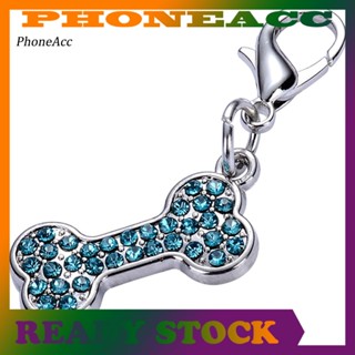 Phoneacc พวงกุญแจ จี้รูปกระดูก ประดับพลอยเทียม อุปกรณ์เสริม สําหรับสัตว์เลี้ยง สุนัข