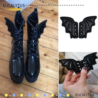 EUTUS ปีกค้างคาวกลิตเตอร์ รูปปีกนางฟ้า หลากสี สําหรับตกแต่งรองเท้า DIY 2 คู่