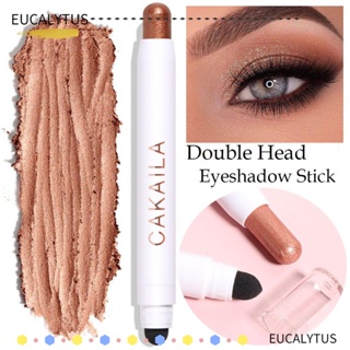 EUTUS New Eyeshadow Stick Highlighter Portable Double Head 12 Colors Cosmetic Cream Pencil Shimmer Matte Eye Shadow Pen Waterproof