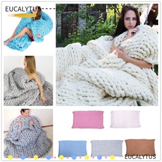 EUTUS ผ้าห่ม ผ้าวูลผสมไหมพรม ไอซ์แลนด์ ถักแขนหนา