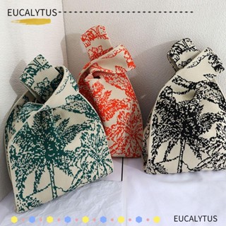 EUTUS กระเป๋าถือ กระเป๋าสะพายไหล่ ผ้าถัก ลายสก๊อต สีพื้น สําหรับสตรี