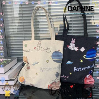 Daphne กระเป๋าช้อปปิ้ง ผ้าแคนวาส มีซิป กระเป๋าสะพายไหล่ กระเป๋าลําลอง พิมพ์ลาย อเนกประสงค์ สําหรับผู้หญิง