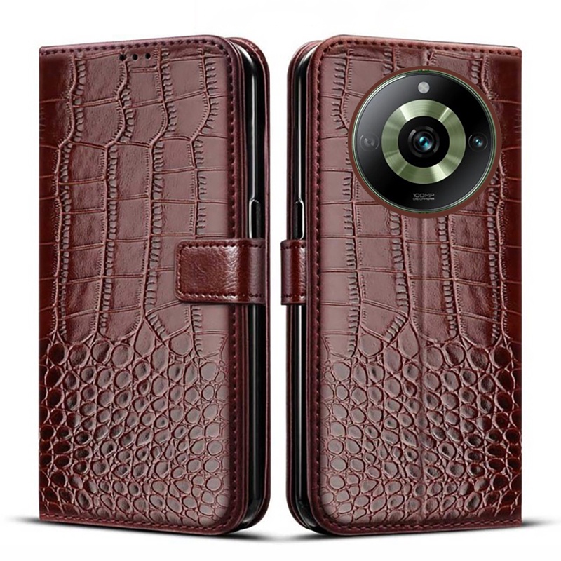 เคสโทรศัพท์มือถือหนัง PU แบบฝาพับ ลายหนังจระเข้ สําหรับ Realme 11 Pro 5G Realme 11 Pro Plus 5G