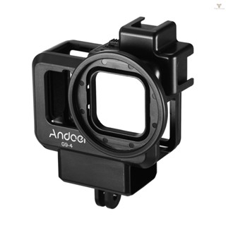 Fw Andoer G9-4 Action Camera Video Cage Plastic Vlog Case Protective Housing with Dual Cold Shoe Mount 55mm Filter Adapter Extension Accessory Replacement for   9